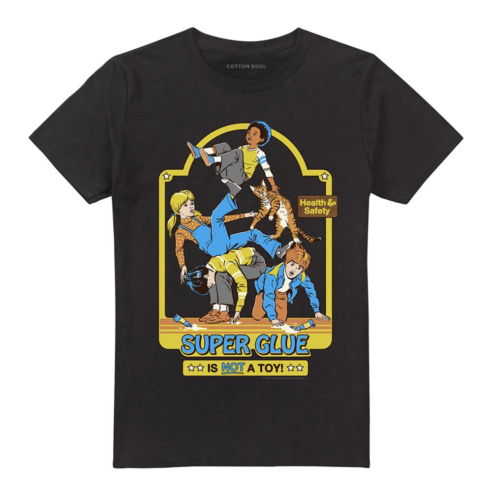 Black - Front - Steven Rhodes Unisex Adult Super Glue Is Not A Toy T-Shirt