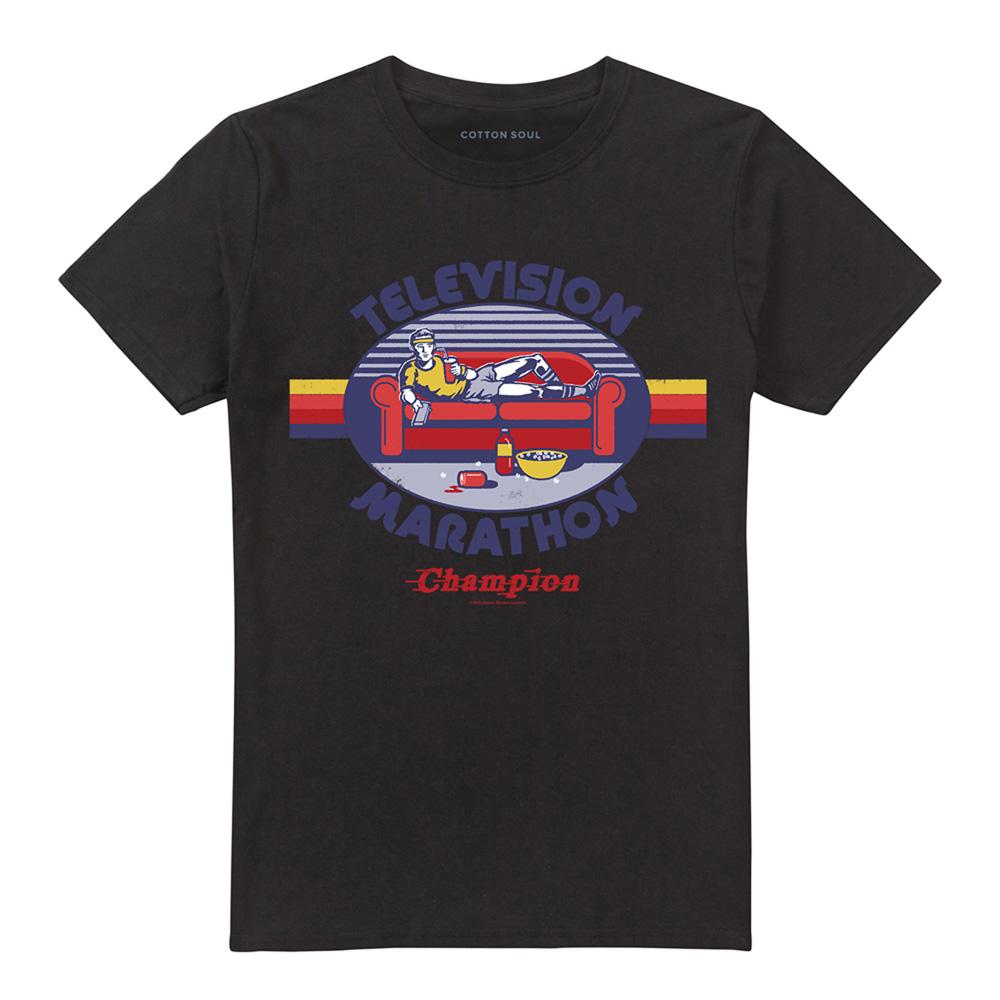 Black - Front - Steven Rhodes Unisex Adult Television Marathon Champion T-Shirt