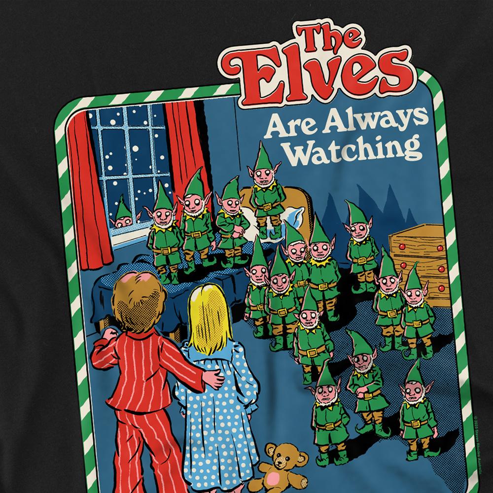 Black - Side - Steven Rhodes Unisex Adult The Elves Are Always Watching T-Shirt