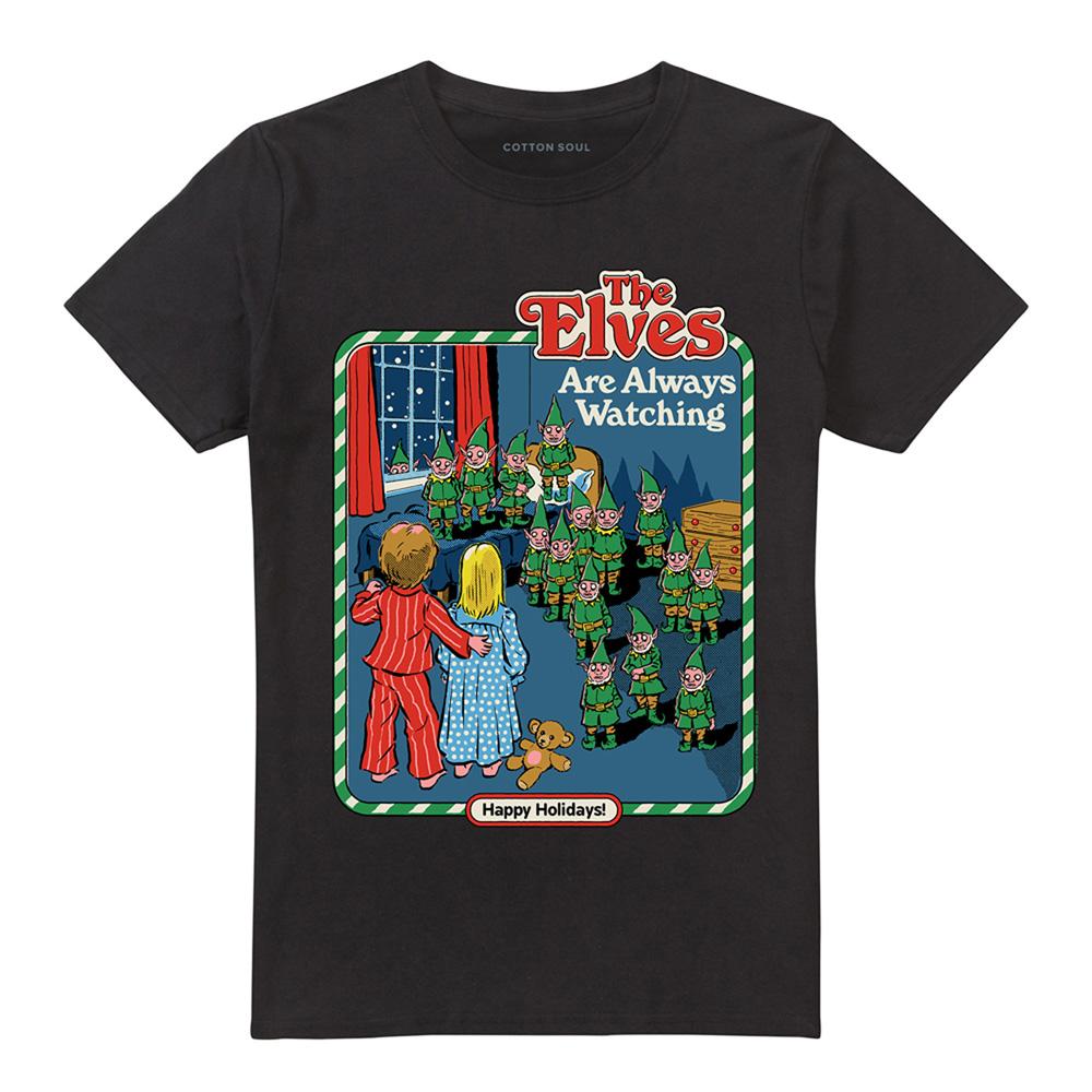 Black - Front - Steven Rhodes Unisex Adult The Elves Are Always Watching T-Shirt