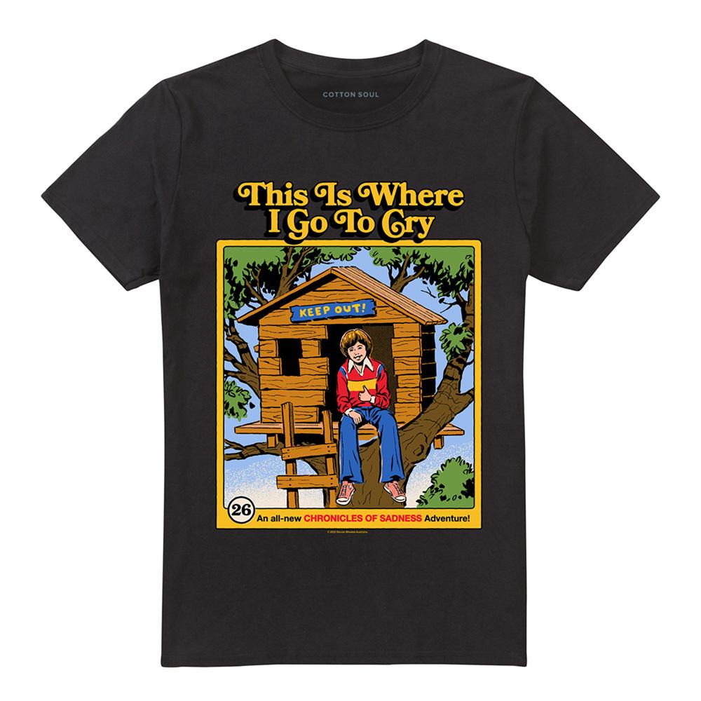 Black - Front - Steven Rhodes Unisex Adult This Is Where I Go To Cry T-Shirt