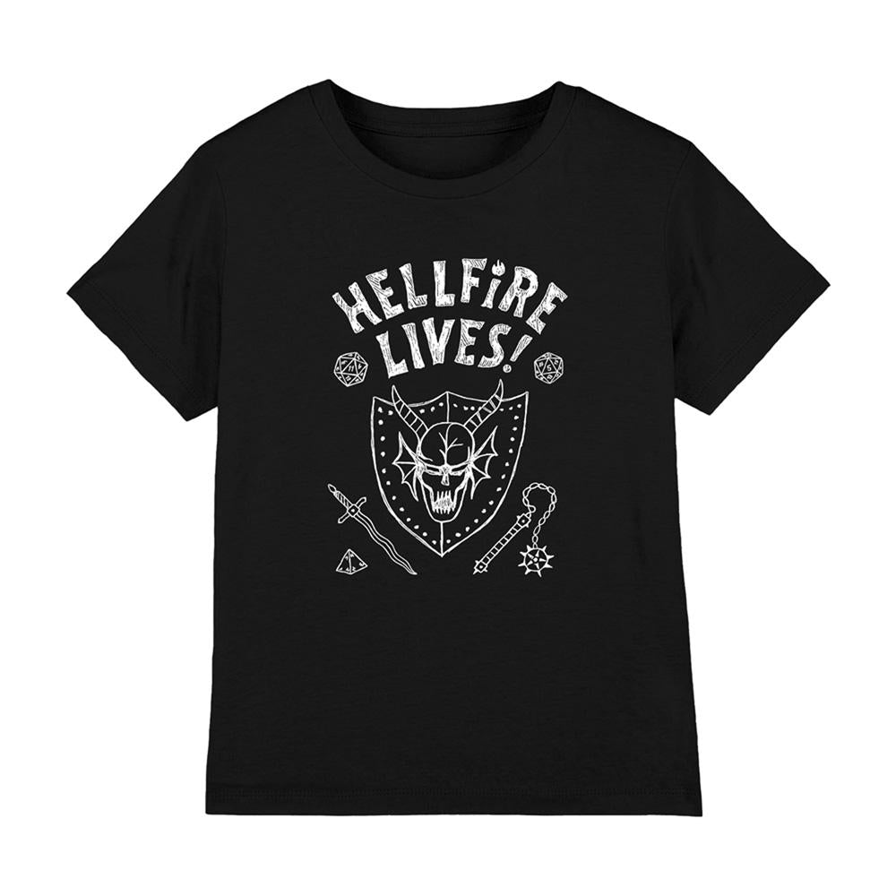 Black - Front - Stranger Things Childrens-Kids Hellfire Graduation Invert T-Shirt