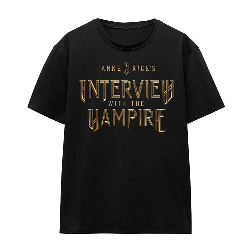 Black - Front - Interview With The Vampire Womens-Ladies Gold Logo T-Shirt