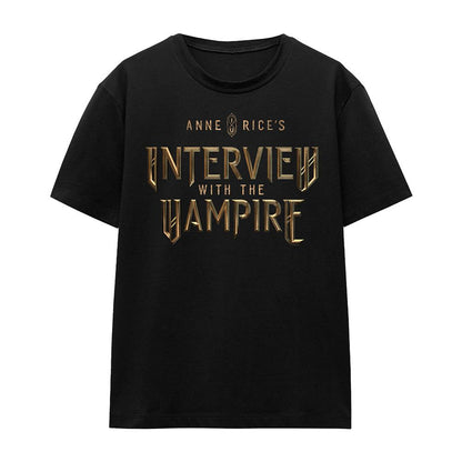 Black - Front - Interview With The Vampire Womens-Ladies Gold Logo T-Shirt