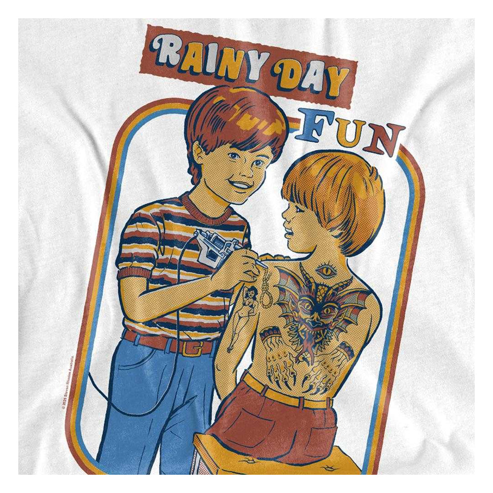 White - Side - Steven Rhodes Unisex Adult Rainy Day Fun T-Shirt
