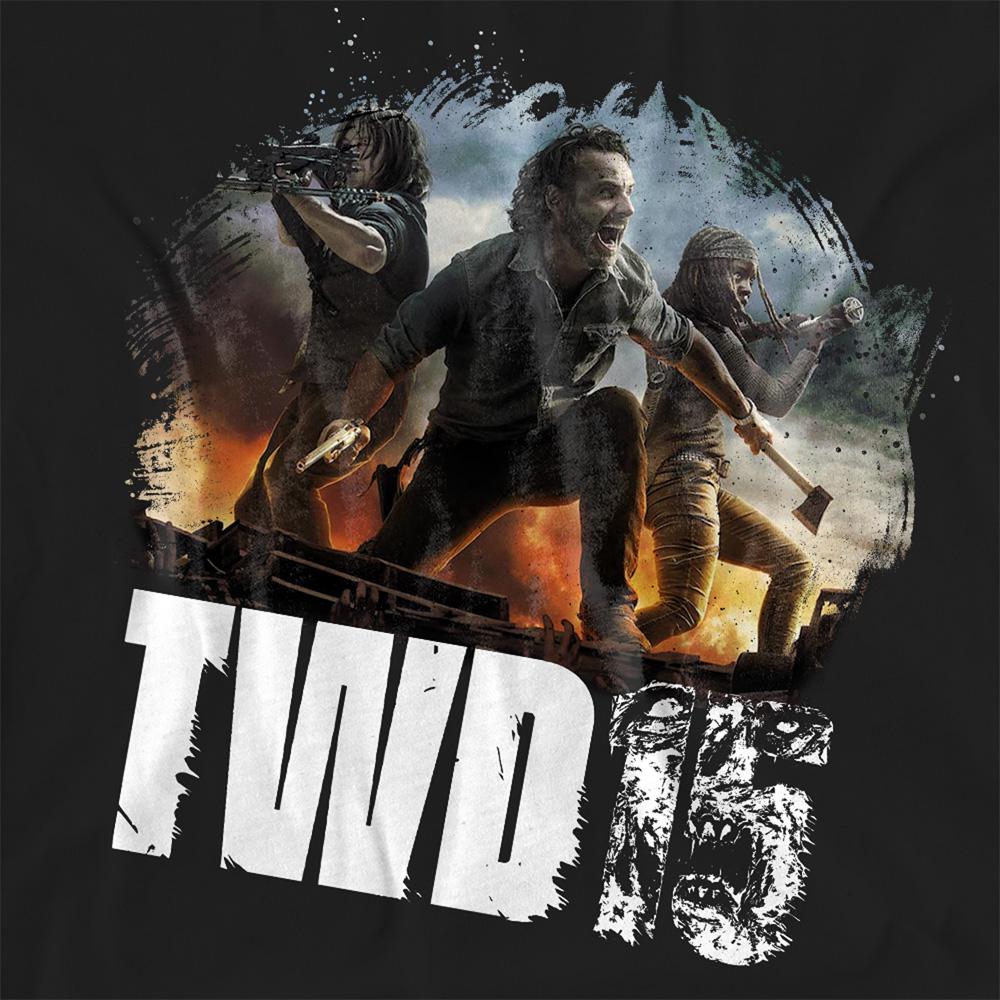 Black - Side - The Walking Dead Womens-Ladies Action Pose T-Shirt