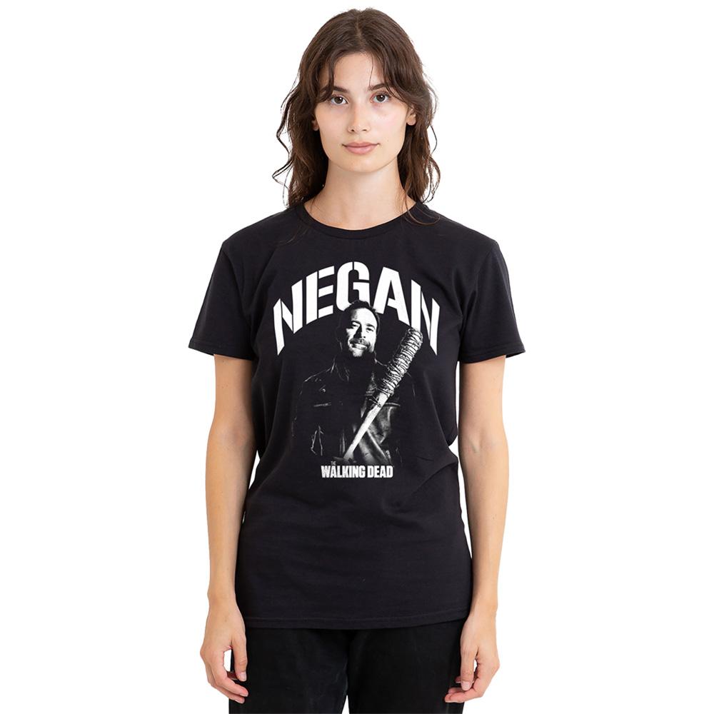 Black - Back - The Walking Dead Womens-Ladies Negan Mono T-Shirt
