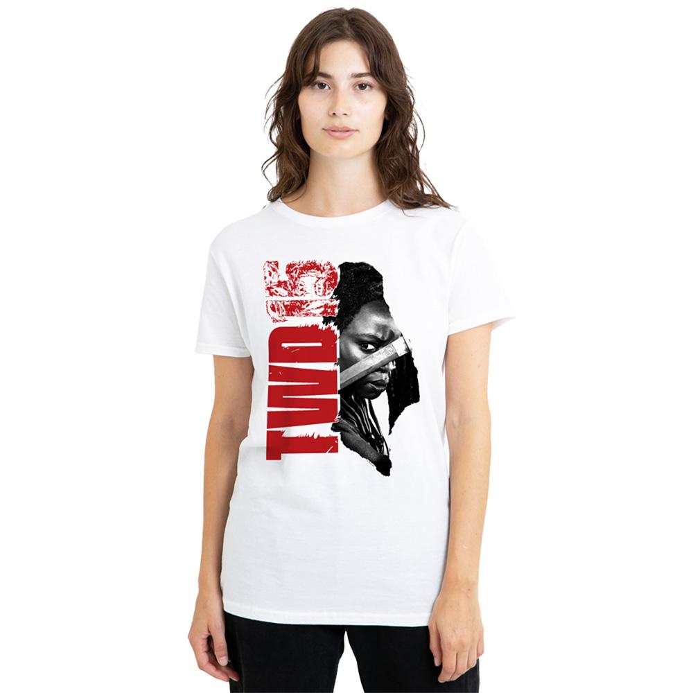 White - Back - The Walking Dead Womens-Ladies 15 Michonne T-Shirt