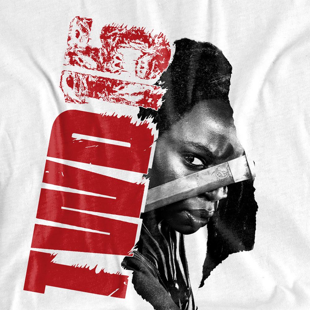White - Side - The Walking Dead Womens-Ladies 15 Michonne T-Shirt
