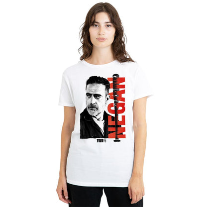 White - Back - The Walking Dead Womens-Ladies 15 Negan T-Shirt