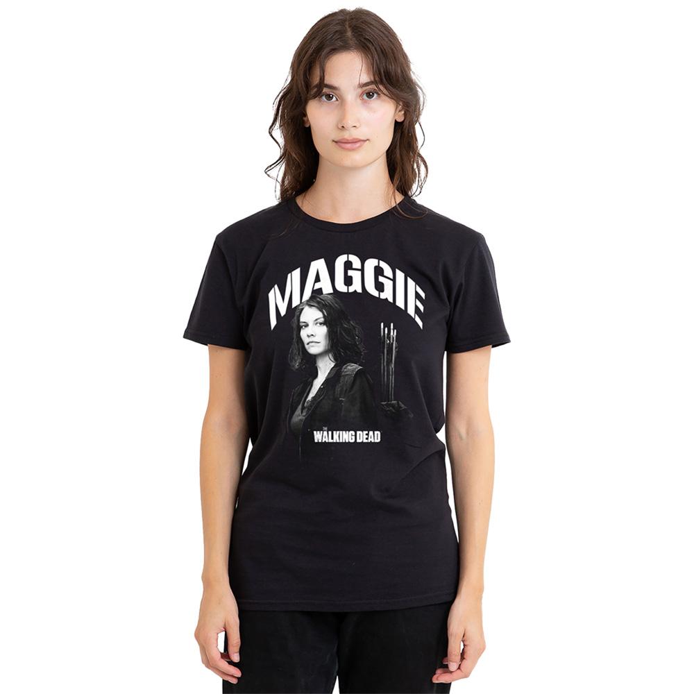 Black - Back - The Walking Dead Womens-Ladies Maggie Greene Mono T-Shirt