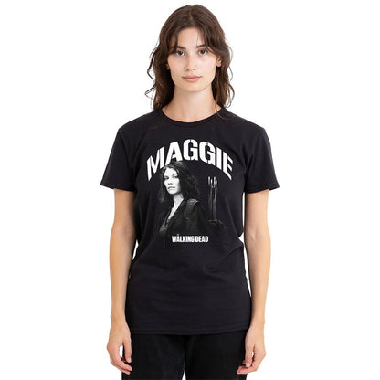 Black - Back - The Walking Dead Womens-Ladies Maggie Greene Mono T-Shirt