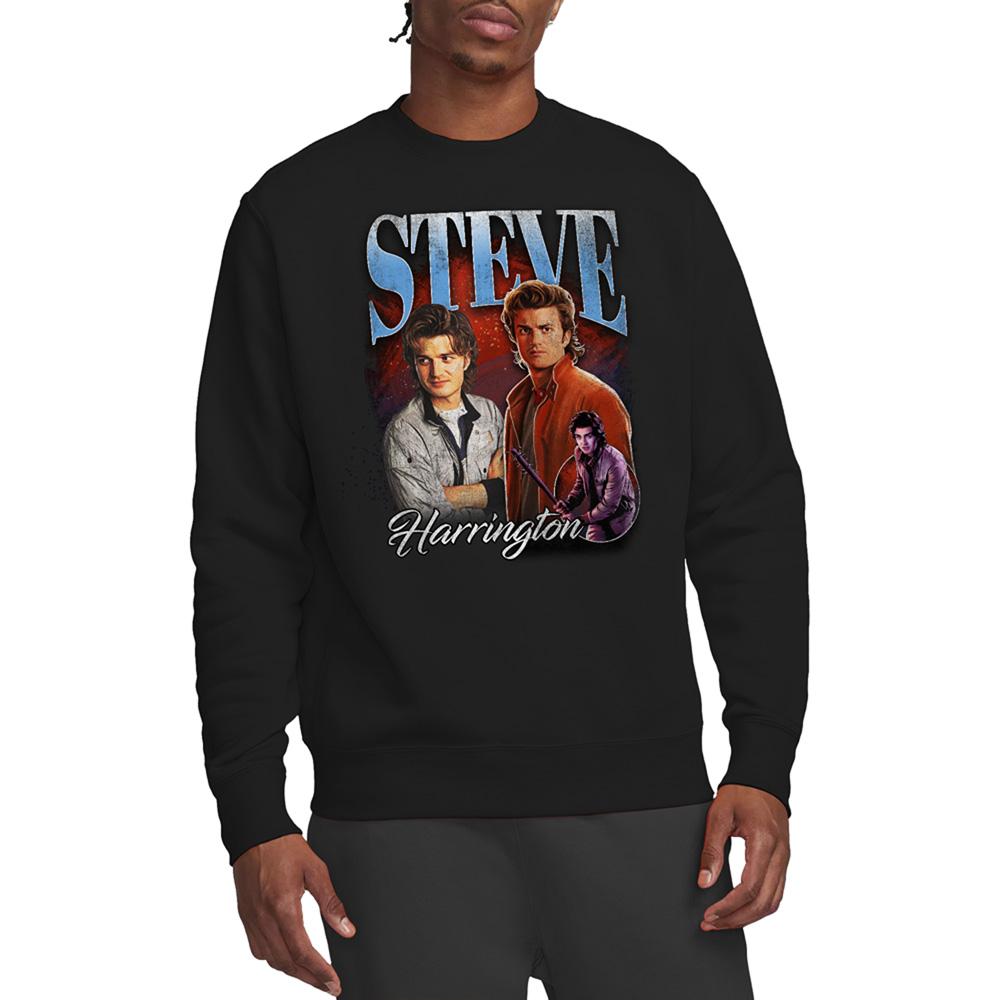Black - Back - Stranger Things Unisex Adult Steve Harrington Homage Sweatshirt