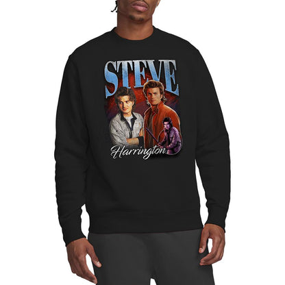 Black - Back - Stranger Things Unisex Adult Steve Harrington Homage Sweatshirt