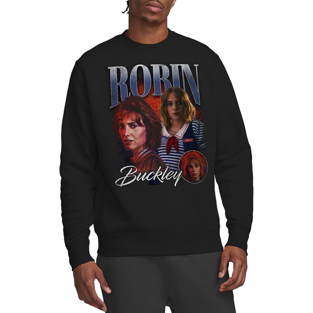 Black - Back - Stranger Things Unisex Adult Robin Buckley Homage Sweatshirt