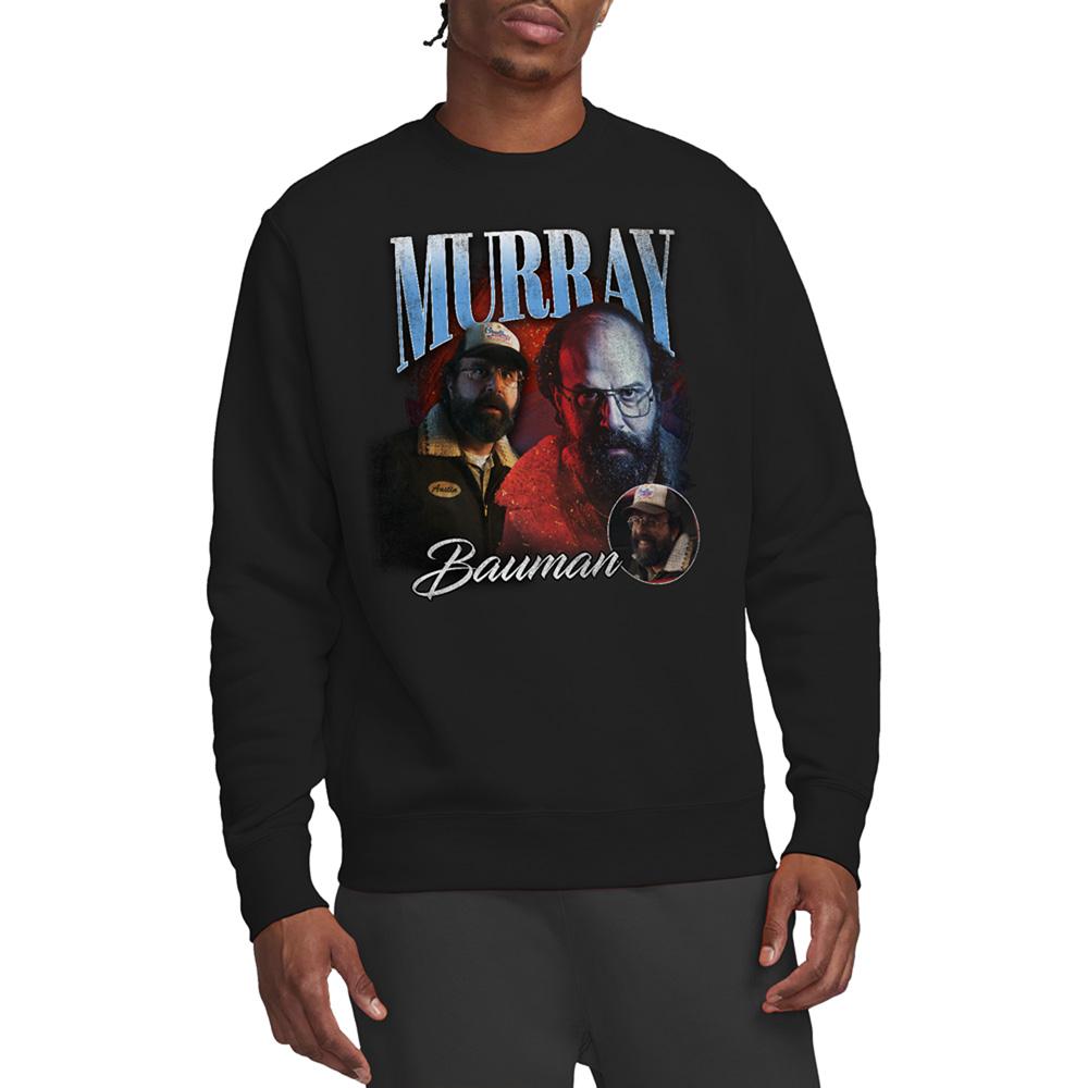 Black - Back - Stranger Things Unisex Adult Murray Homage Sweatshirt