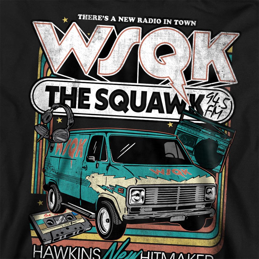 Black - Side - Stranger Things Unisex Adult Wsqk The Squawk Retro Sweatshirt