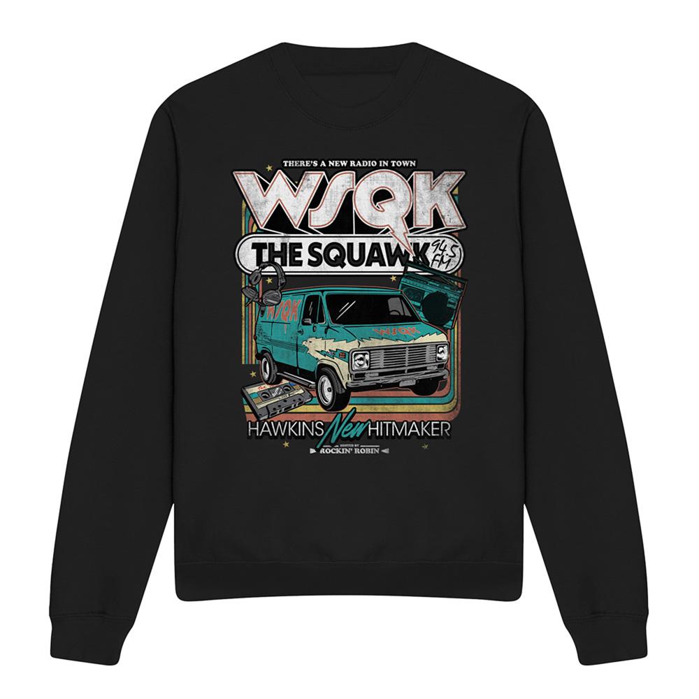 Black - Front - Stranger Things Unisex Adult Wsqk The Squawk Retro Sweatshirt
