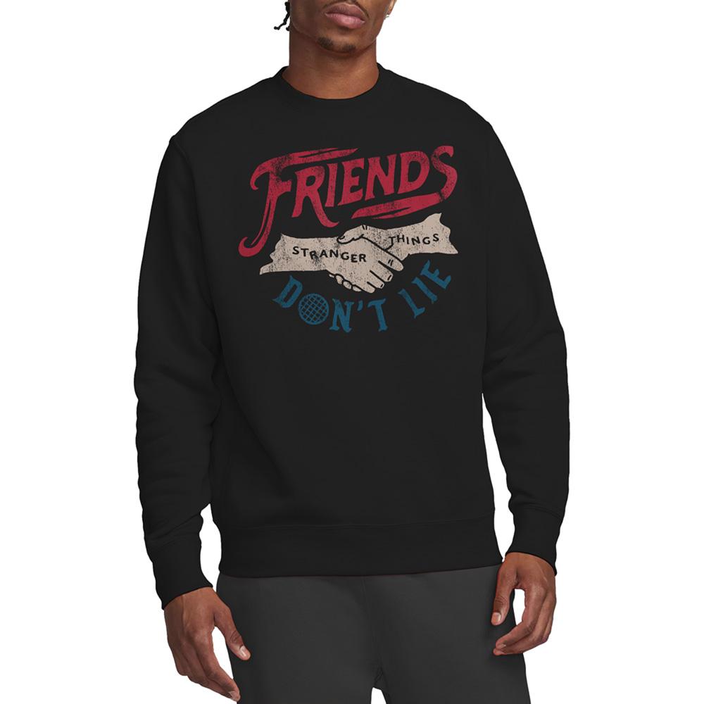 Black - Back - Stranger Things Unisex Adult Friends Don´t Lie Sweatshirt