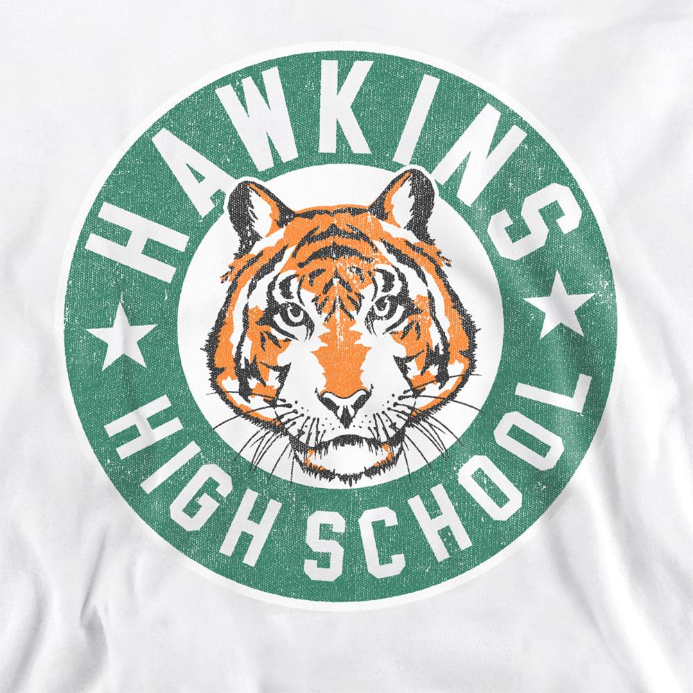White - Side - Stranger Things Unisex Adult Hawkins High Badge Sweatshirt