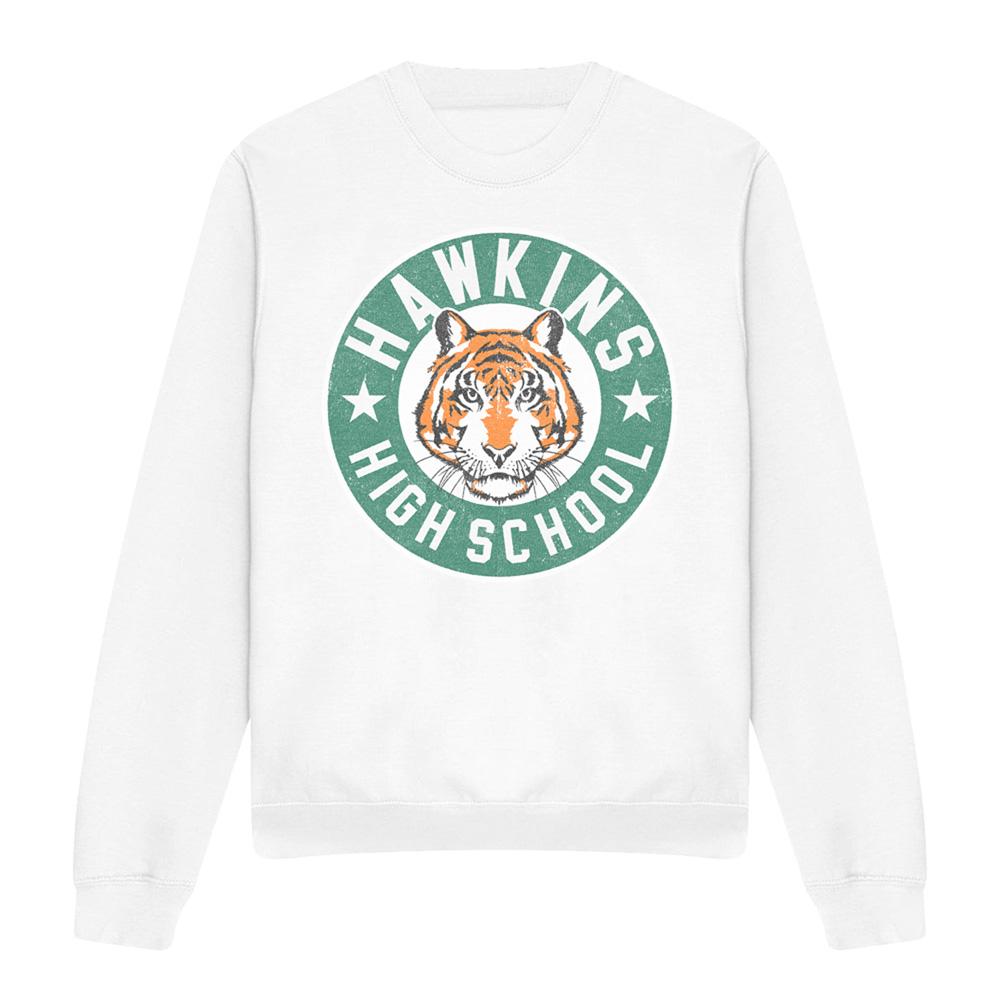 White - Front - Stranger Things Unisex Adult Hawkins High Badge Sweatshirt