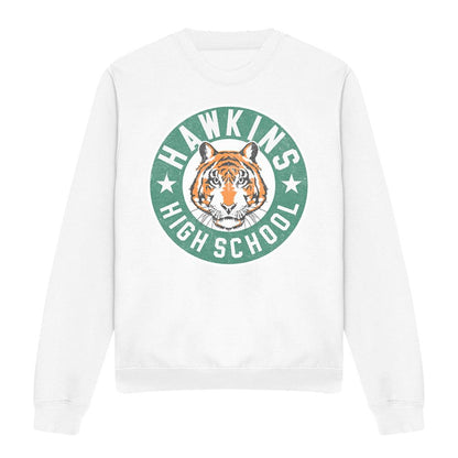 White - Front - Stranger Things Unisex Adult Hawkins High Badge Sweatshirt