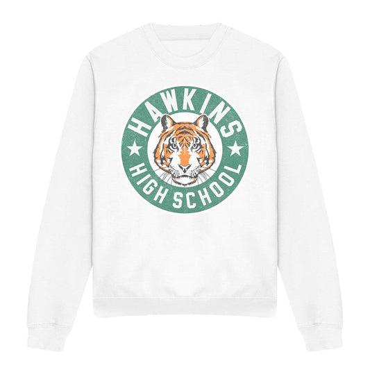 White - Front - Stranger Things Unisex Adult Hawkins High Badge Sweatshirt