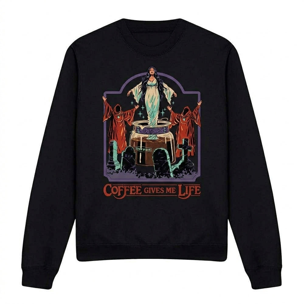 Black - Front - Steven Rhodes Unisex Adult Coffee Gives Me Life Sweatshirt