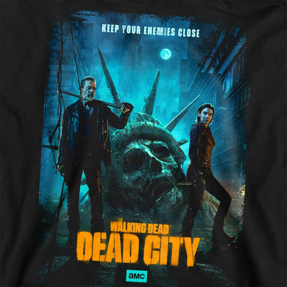 Black - Side - The Walking Dead Unisex Adult Dead City Negan & Maggie Poster Art Sweatshirt