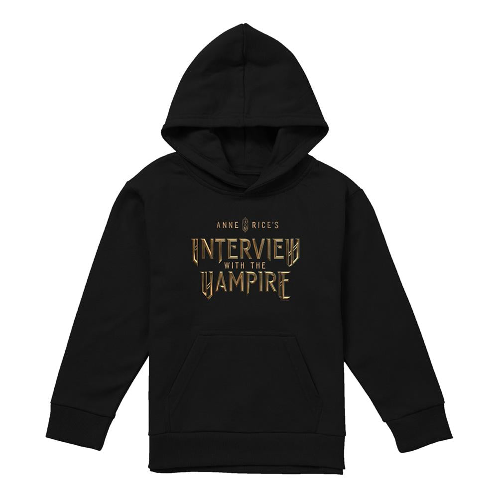 Black - Front - Interview With The Vampire Childrens-Kids Gold Logo Pull Over Hoodie