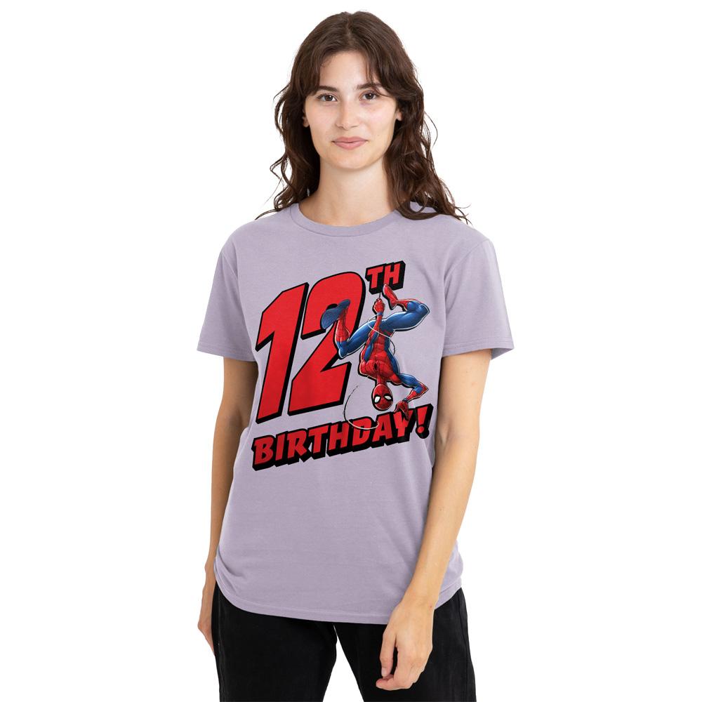 Lavender - Front - Spider-Man Womens-Ladies 12th Birthday T-Shirt