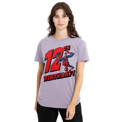 Lavender - Front - Spider-Man Womens-Ladies 12th Birthday T-Shirt