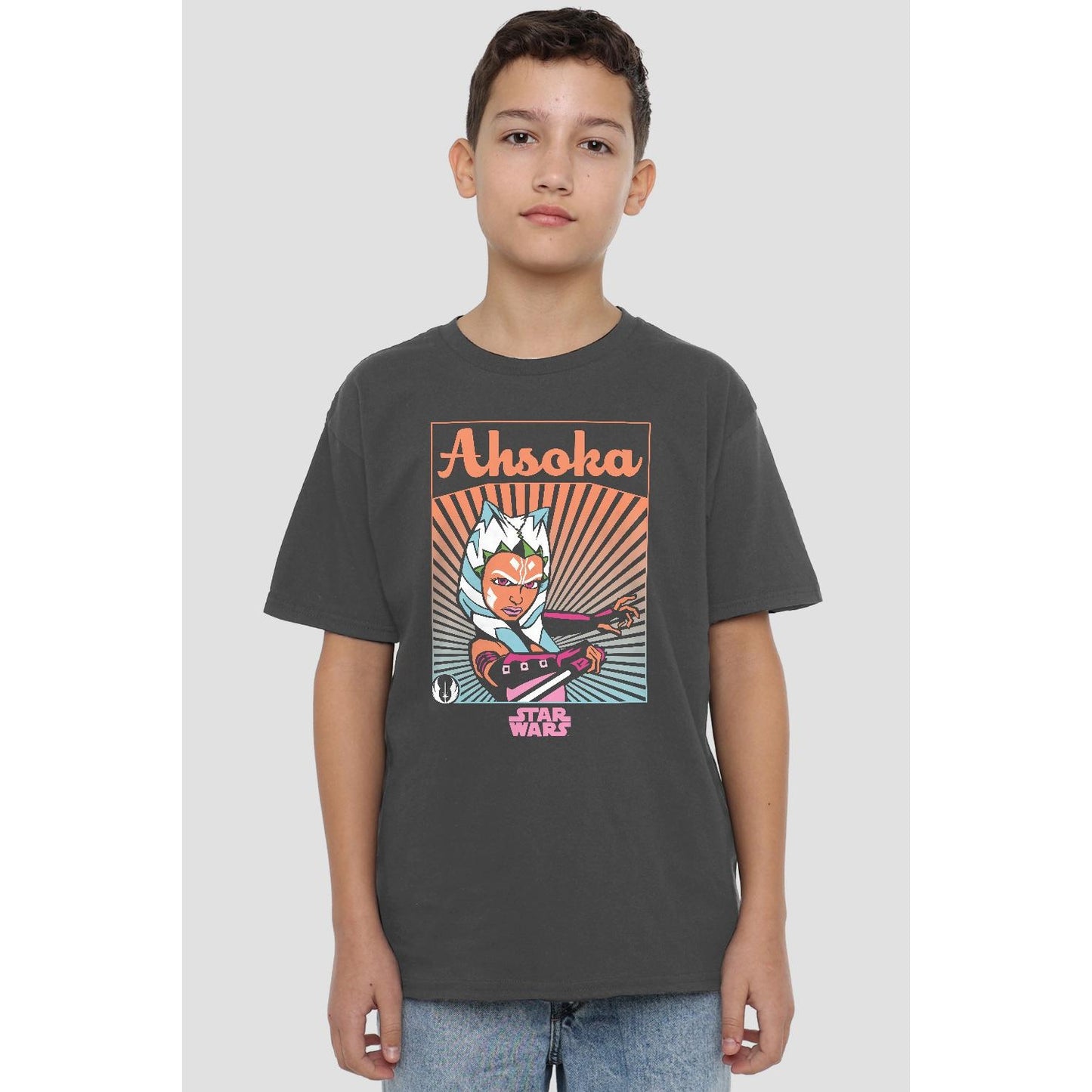 Charcoal - Side - Ahsoka Childrens-Kids Rays T-Shirt