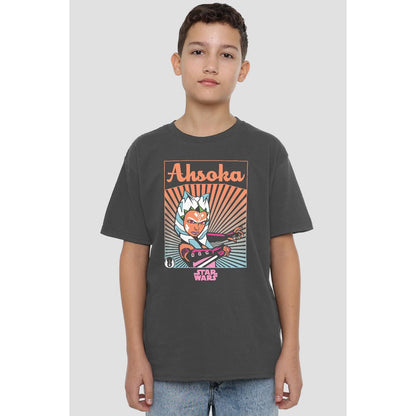 Charcoal - Side - Ahsoka Childrens-Kids Rays T-Shirt