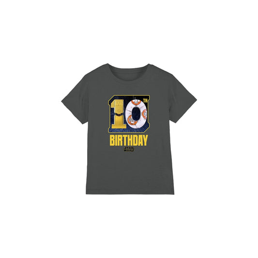 Charcoal - Front - Star Wars Childrens-Kids C3PO BB-8 Space 10th Birthday T-Shirt