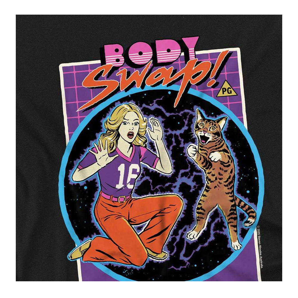 Black - Side - Steven Rhodes Childrens-Kids Body Swap T-Shirt