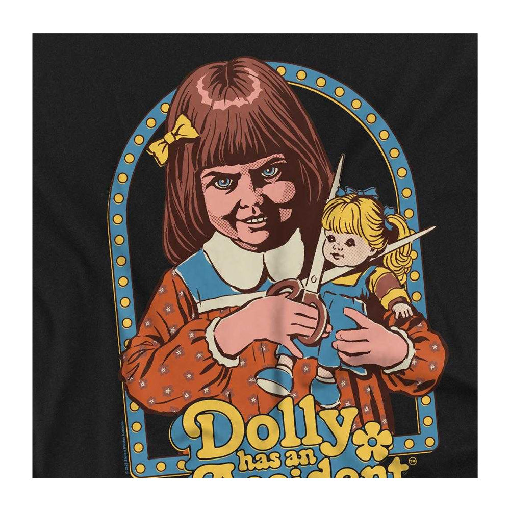 Black - Side - Steven Rhodes Unisex Adult Dolly Has An Accident T-Shirt