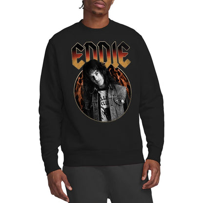 Black - Back - Stranger Things 4 Unisex Adult Eddie Munson Rock Sweatshirt