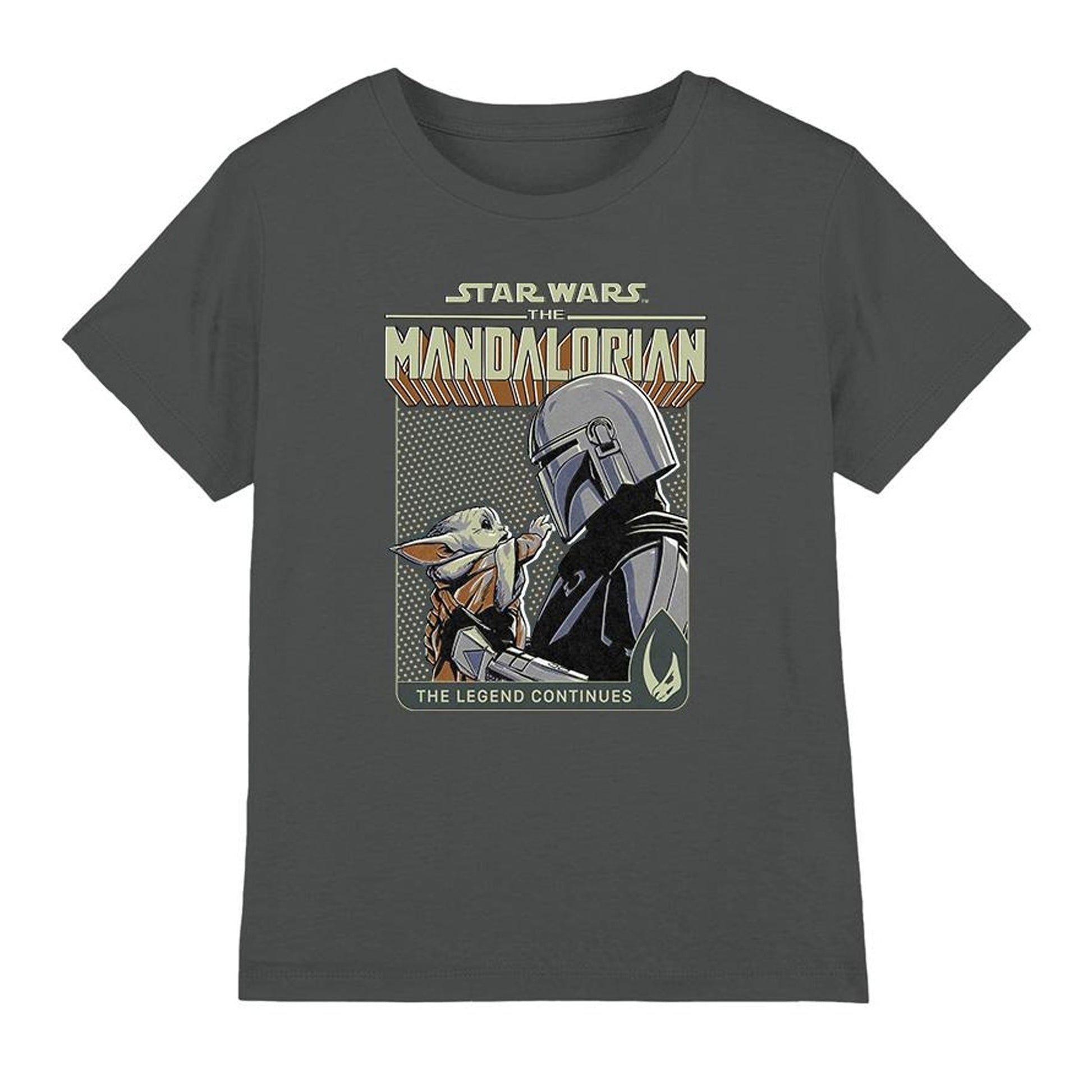 Charcoal - Front - Star Wars: The Mandalorian Childrens-Kids Legend Continues Grogu T-Shirt