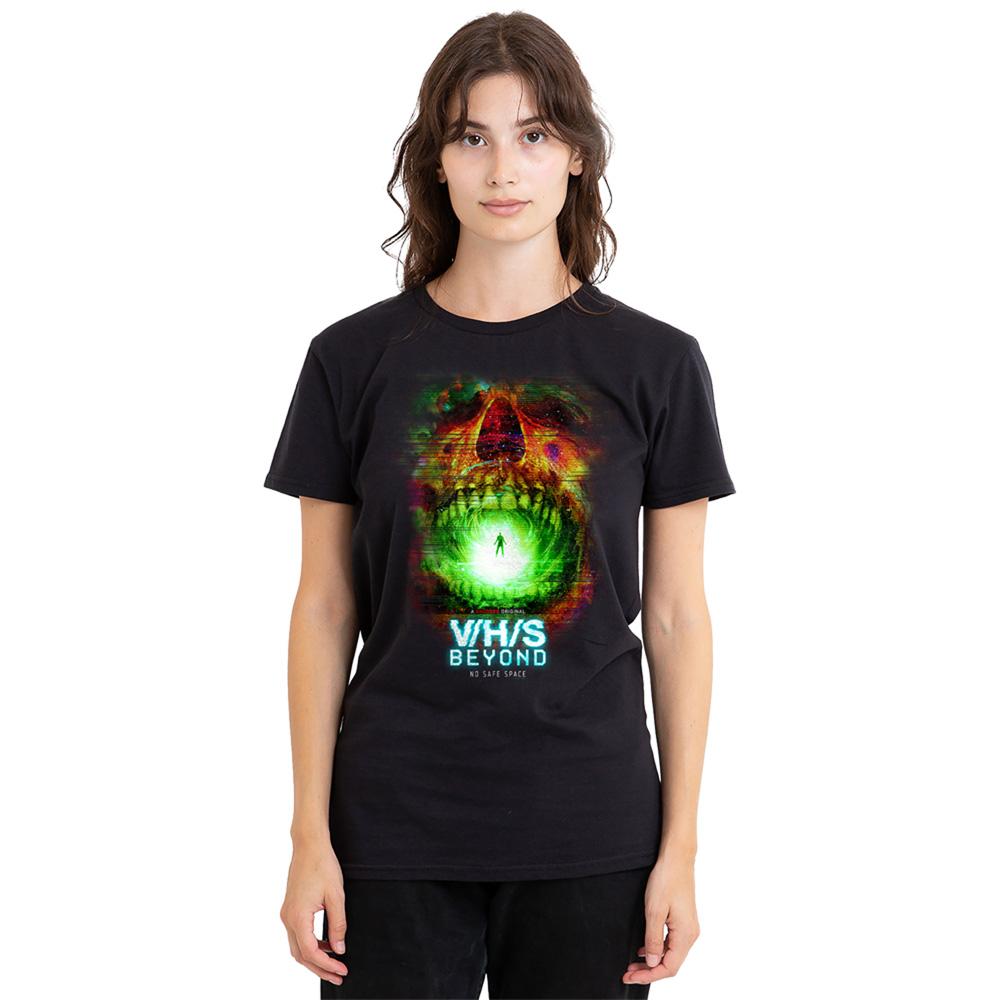 Black - Side - V-H-S Womens-Ladies No Safe Space T-Shirt