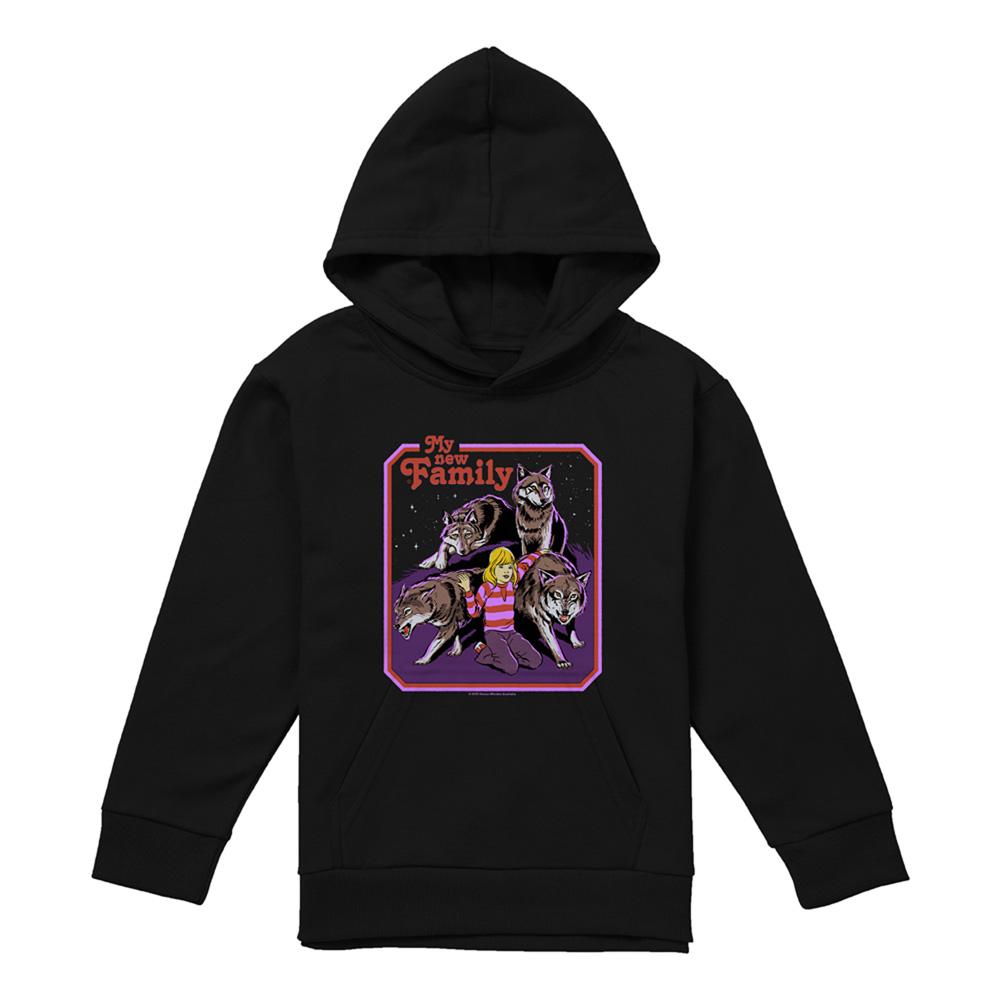Black - Front - Steven Rhodes Childrens-Kids My New Family Hoodie