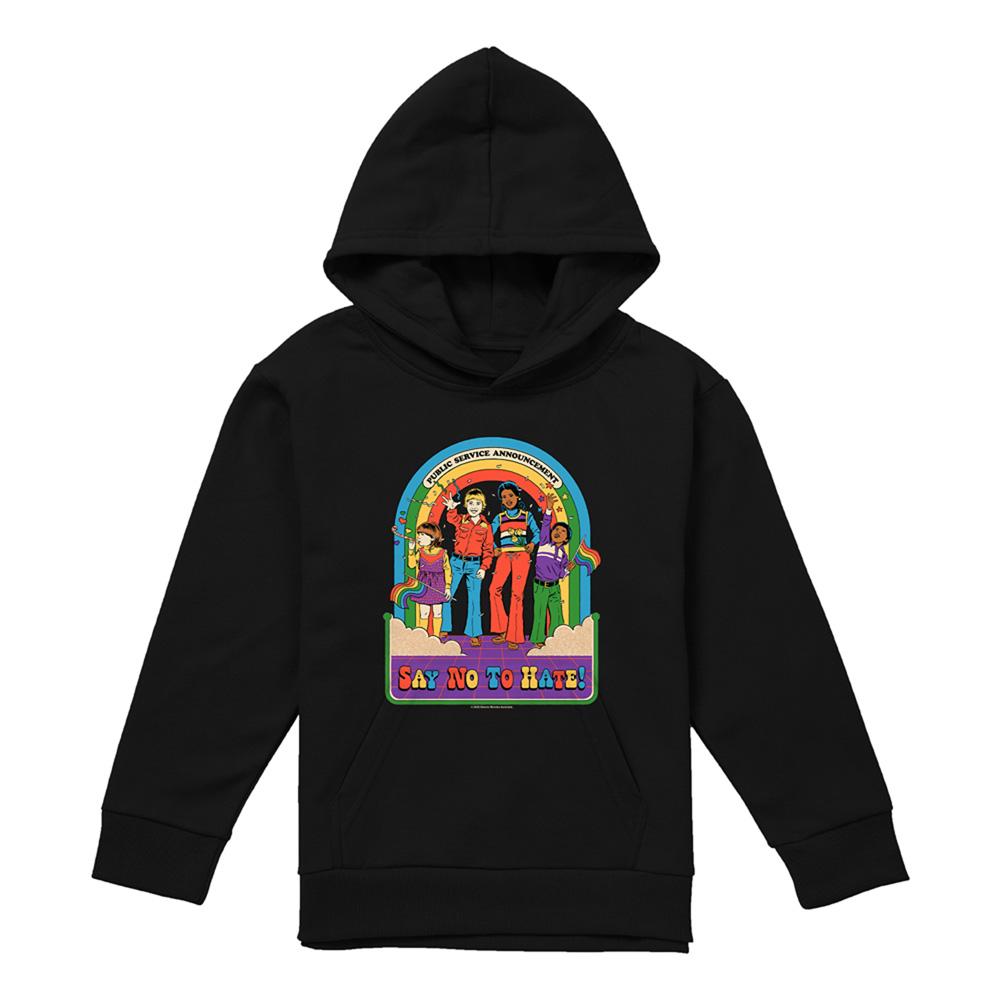 Black - Front - Steven Rhodes Childrens-Kids Say No To Hate Hoodie