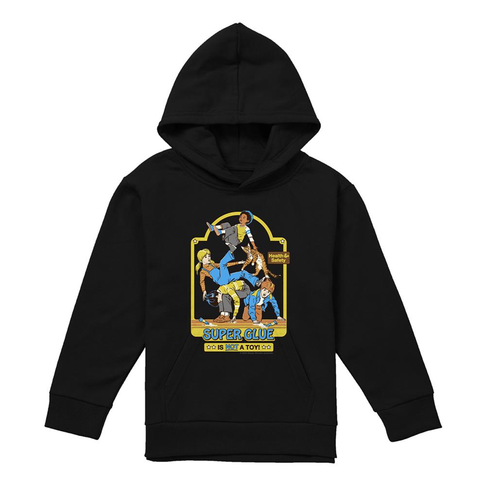 Black - Front - Steven Rhodes Childrens-Kids Super Glue Is Not A Toy Hoodie