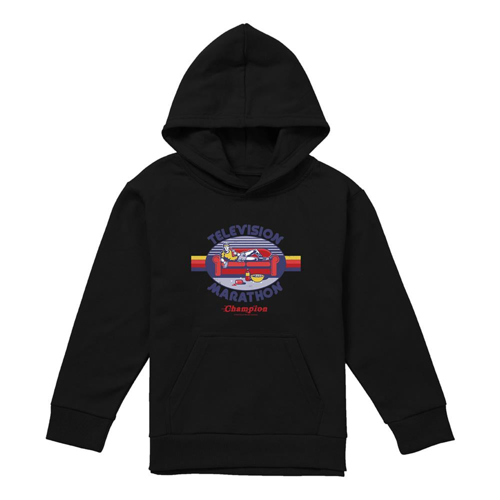 Black - Front - Steven Rhodes Childrens-Kids Television Marathon Champion Hoodie