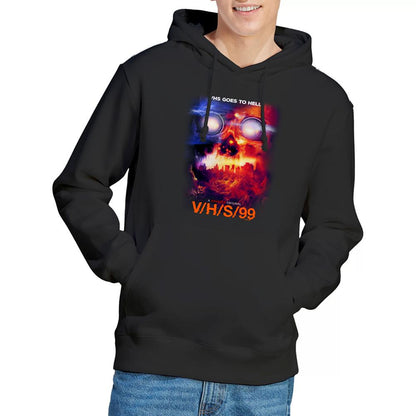 Black - Lifestyle - V-H-S-99 Unisex Adult Goes To Hell Hoodie