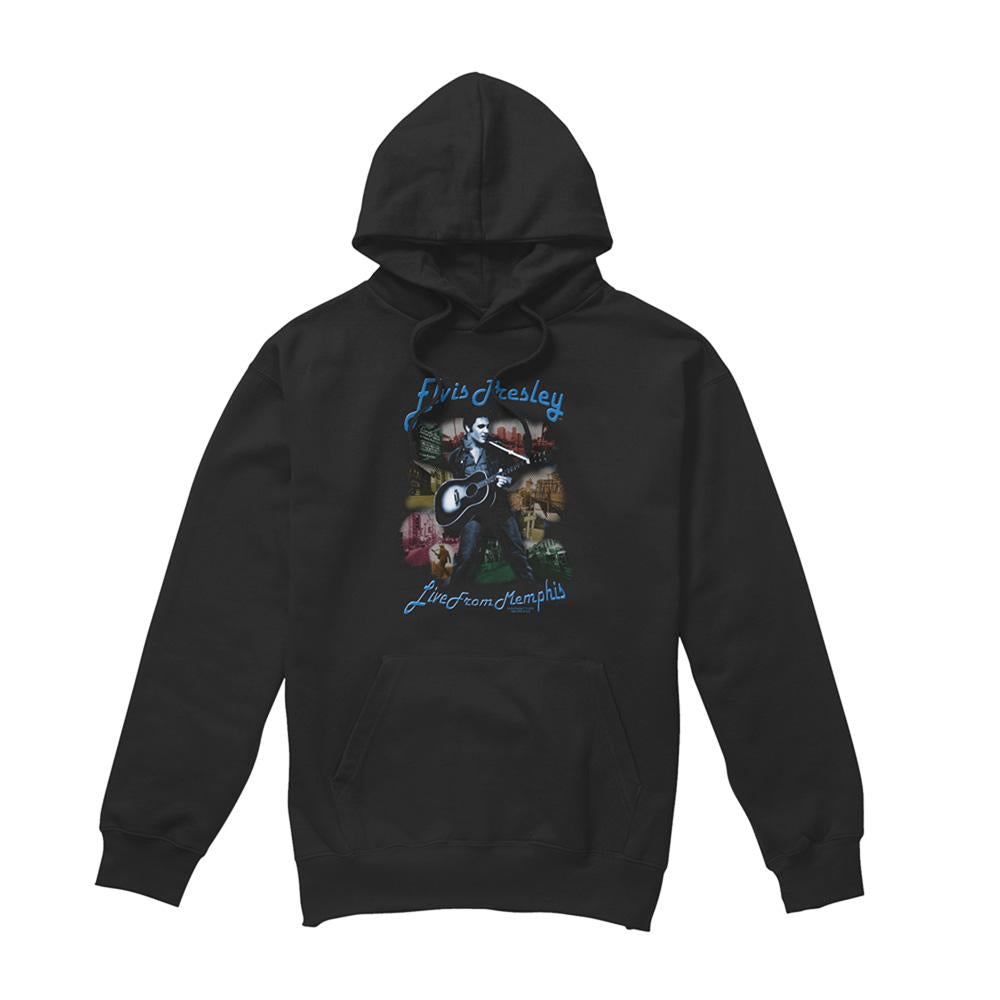 Black - Front - Elvis Presley Unisex Adult Memphis Hoodie