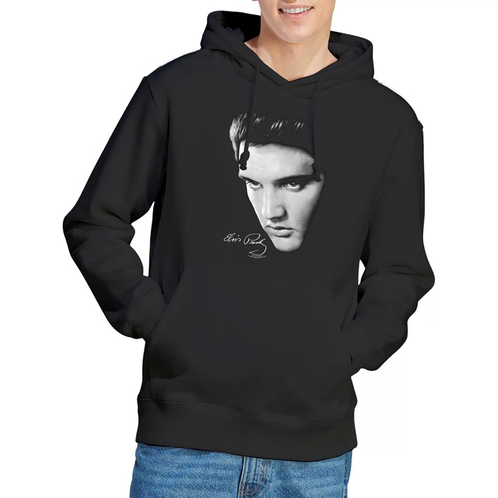 Black - Side - Elvis Presley Unisex Adult Face Hoodie