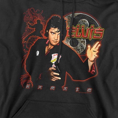 Black - Side - Elvis Presley Unisex Adult Karate Hoodie
