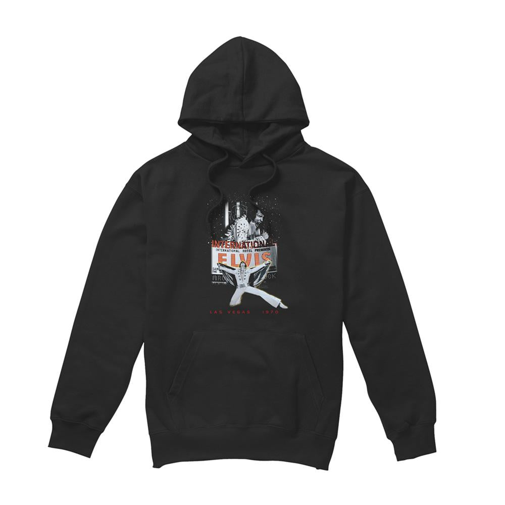 Black - Front - Elvis Presley Unisex Adult Las Vegas Hoodie