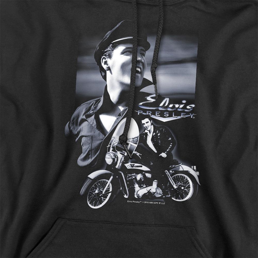 Black - Side - Elvis Presley Unisex Adult Motorbike Hoodie